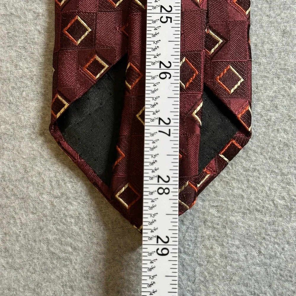 Mark Pendleton‎ for Nordstrom Burgundy Silk Tie Made in Italy Geometric